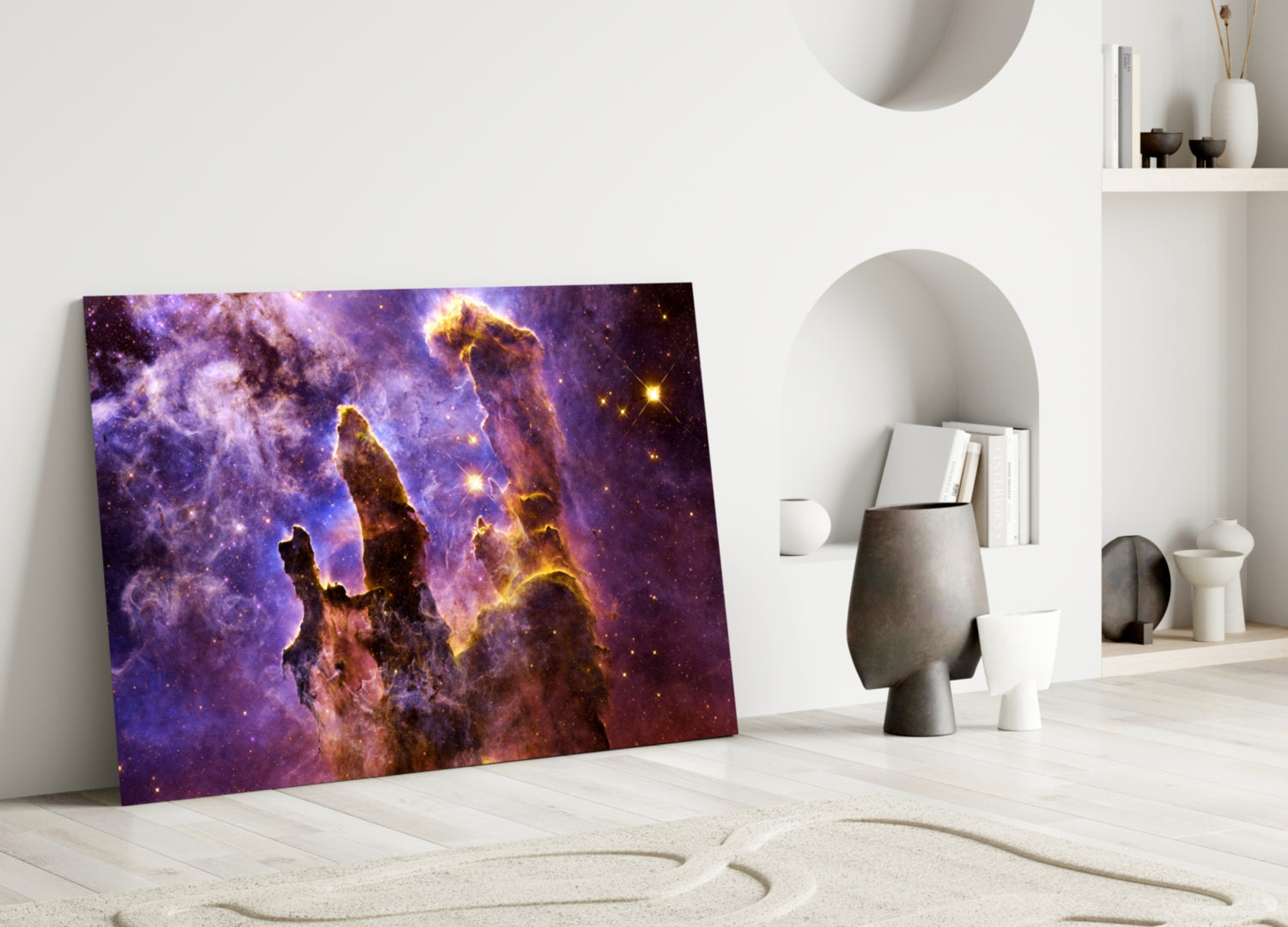 Space Lilac Glass Wall Art.