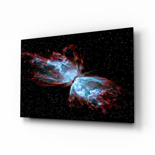 Space Red glass wall art in a modern study