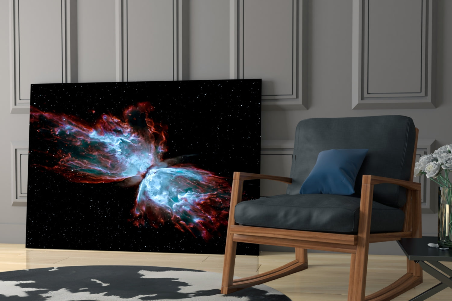 Space Red Glass Wall Art.