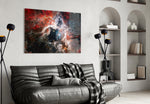 Space artwork styled in a teen room interior