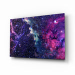 Space Purple glass wall art in a modern study