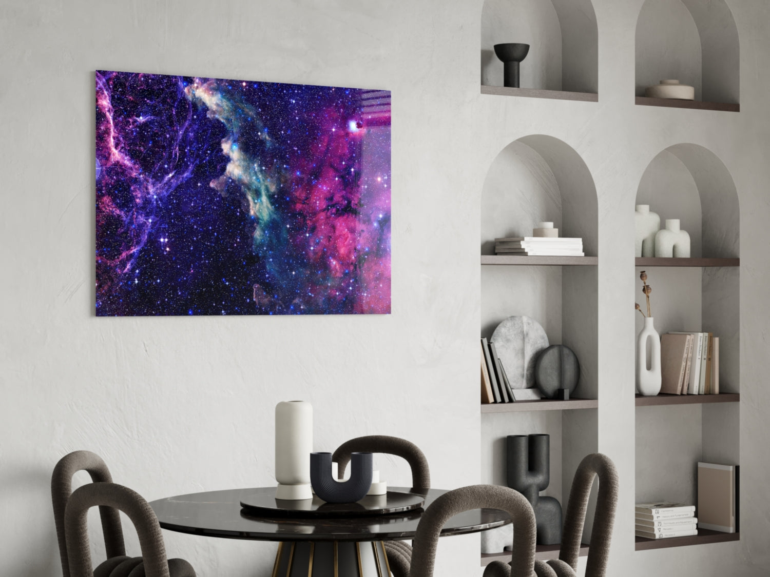 Space Purple Glass Wall Art.