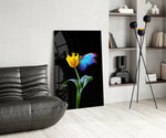 Cinematic macro print bringing botanical edge to a wellness studio