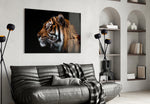Tiger artwork styled in a man cave interior
