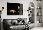 Leo Family artwork styled in a man cave interior