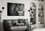 Lion artwork styled in a man cave interior