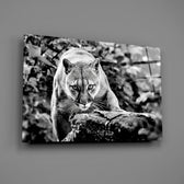 Wildlife panel anchoring a study wall