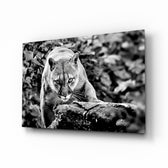 Puma glass wall art in a modern living room