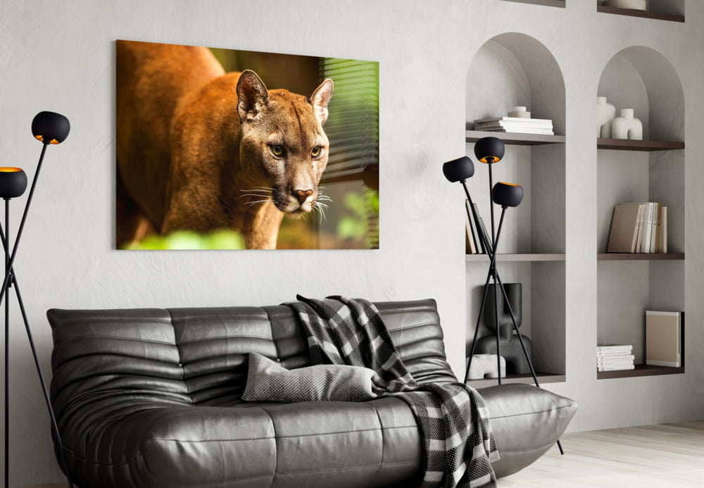 Puma artwork styled in a man cave interior