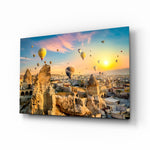 Cappadocia glass wall art in a modern living room