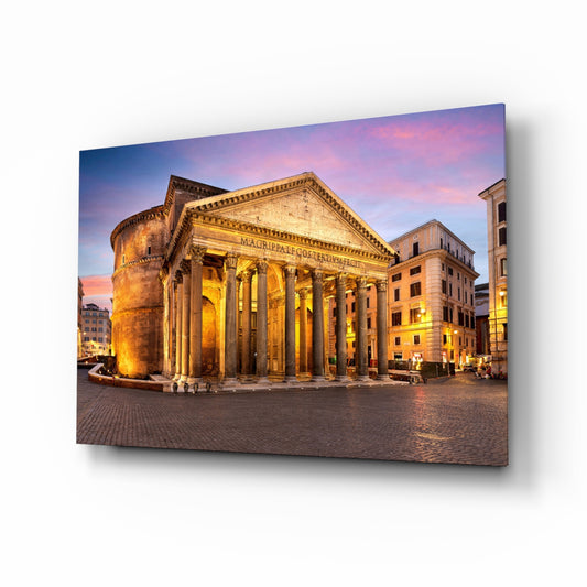 Pantheon glass wall art in a modern living room