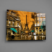 Selective-colour travel panel anchoring a hotel-styled lounge wall