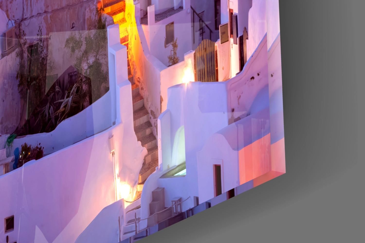 Santorini Glass Wall Art.