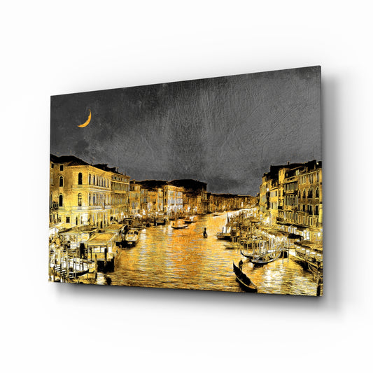 Venetian glass wall art in a modern living room