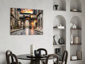 Cinematic travel print bringing Glasgow edge to a hallway