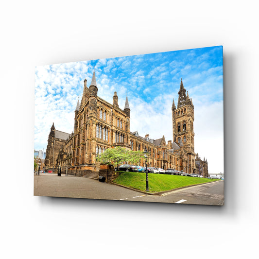 University Of Glasgow glass wall art in a modern study