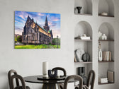 Cinematic travel print bringing sacred edge to a hallway