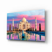 Taj Mahal glass wall art in a modern living room