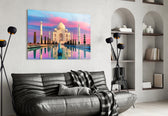 Taj Mahal artwork styled in a study interior