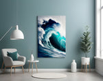 Waves artwork styled in a study interior