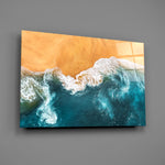 Coastal panel anchoring a hallway wall