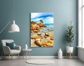 Beach View artwork styled in a study interior