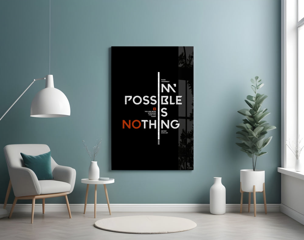 Push-Yourself manifesto cinematic glass wall art in study reading nook