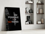 Athletic gym cinematic glass wall art in home-gym reception