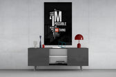Push-Yourself motivational cinematic glass wall art in entrepreneur's library