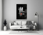 Vertical typography cinematic glass wall art in teen bedroom
