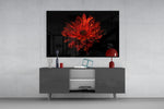Fine-art floral cinematic glass wall art in glamorous library