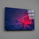 Sci-fi journey synthwave glass wall art over modern gamer setup