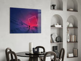 Snow-and-stars journey cinematic glass wall art over master-bedroom headboard