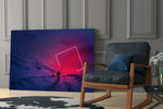 Synthwave fantasy cinematic glass wall art in study-themed library