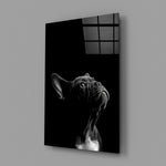Fine-art Frenchie pet glass wall art in designer entryway