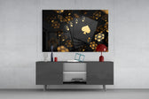 Gambling editorial cinematic glass wall art in nightclub-style den