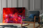 Telescope-photography cinematic glass wall art in study-themed hallway