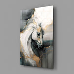 Fluid-art Andalusian portrait cinematic glass wall art in glamorous bedroom