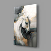 Fluid-art Andalusian portrait cinematic glass wall art in glamorous bedroom