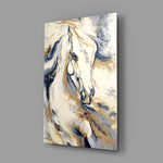 Baroque equine portrait cinematic glass wall art in glamorous bedroom