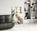 Equine-luxury cinematic glass wall art over master-bedroom headboard