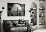Bronze Justice cinematic glass wall art in designer-luxury entryway