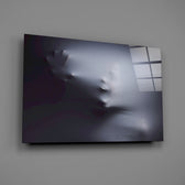 Cinema-still horror cinematic glass wall art over modern living-room sofa