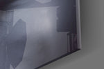 Silent-scream cinematic glass wall art in designer hallway