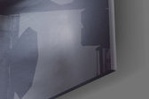 Silent-scream cinematic glass wall art in designer hallway