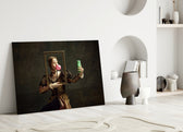 Anachronism noblewoman glass wall art in fashion-atelier reception