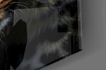 Wildlife big-cat cinematic glass wall art in country-house library