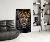 Safari portrait cinematic glass wall art in glamorous den