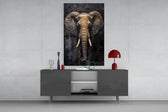 Luxury safari cinematic glass wall art beside modern bar console