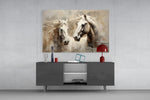 Romantic equine oil cinematic glass wall art in country-house entry